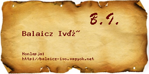 Balaicz Ivó névjegykártya